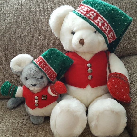 Vintage Christmas Plush Bear Abearham & Straus the Mouse Holiday '87